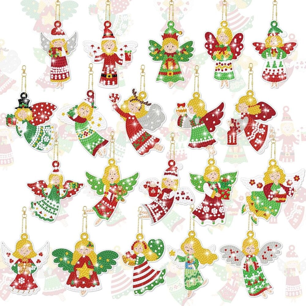 Diy Christmas Angel Keychains: 20 Pcs 5d Diamond Art Kits For Holiday Crafts